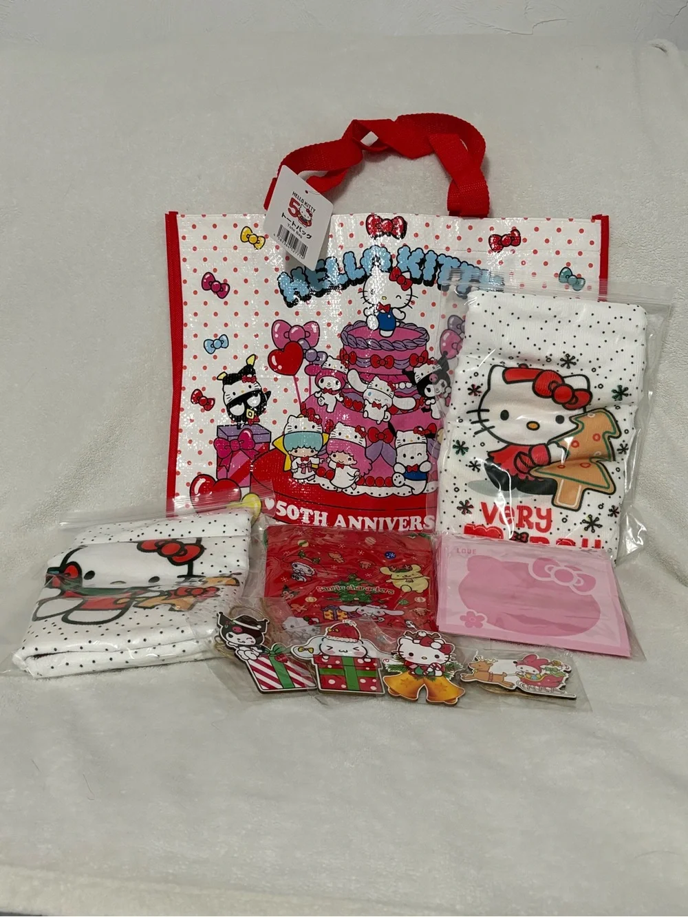 Hello Kitty Christmas Bundle #1 - Anniversary Tote, Ornaments, Towels & More